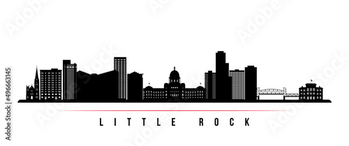 Little Rock skyline horizontal banner. Black and white silhouette of Little Rock, Arkansas. Vector template for your design.
