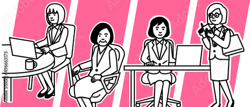 ビジネスシーン　4人の女性