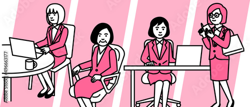 ビジネスシーン　4人の女性