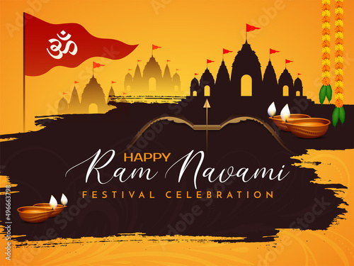 Hindu religious Happy Ram Navami festival decorative background