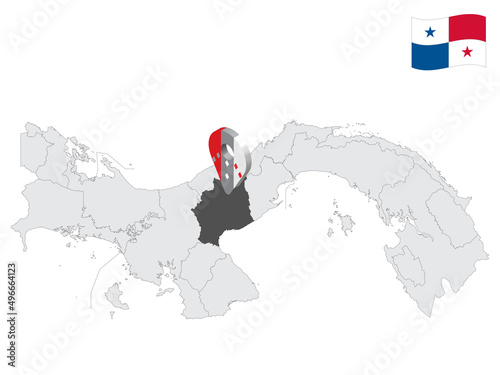 Location Cocle Province on map Panama. 3d location sign similar to the flag of  Cocle. Quality map  with  Regions of the Panama for your design. EPS10