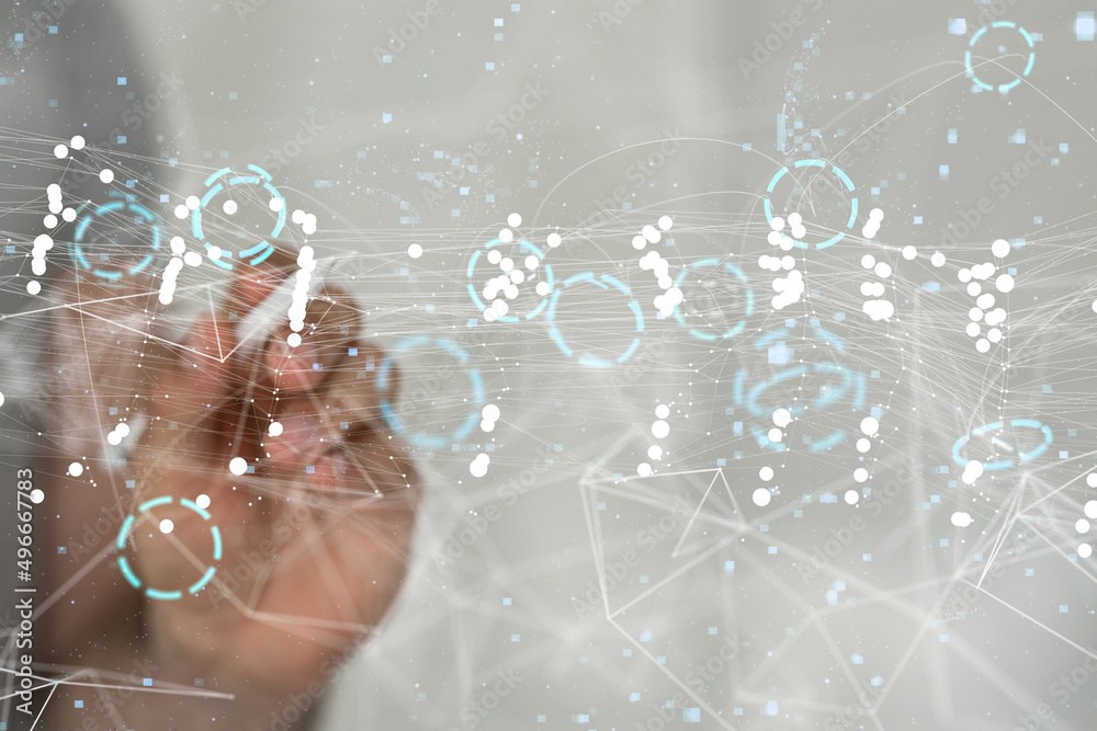 Global network. Blockchain. 3D illustration. Neural networks and artificial intelligence. Abstract Global network. Blockchain. 3D illustration. Neural networks and artificial intelligence. Abstract