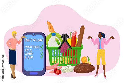 Diet plan.Planning a healthy diet using an application installed on a smartphone.Healthy eating and consultation with a nutritionist online.