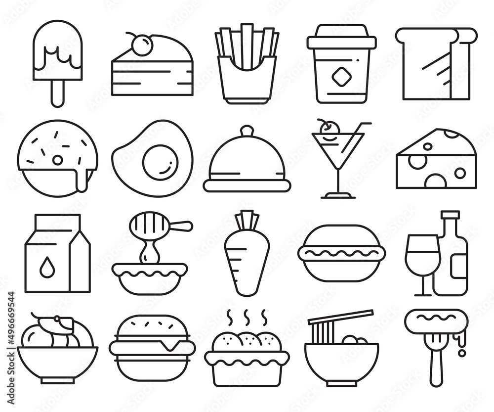 food and dessert icons set food and dessert icons set