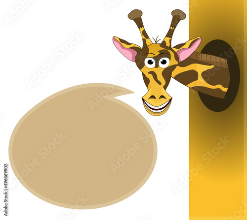 cartoon giraffe head facing front and blank speech bubble