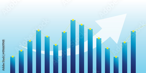 Financial investment economic or stock market investment trading graph chart of growth or fall. EPS 10 Vector illustration in flat style design.