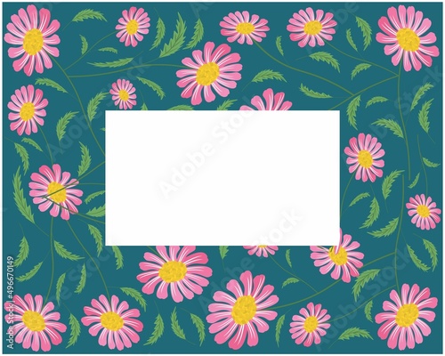 Symbol of Love, Frame of Bright and Beautiful Pink Daisy or Gerbera Flowers. 