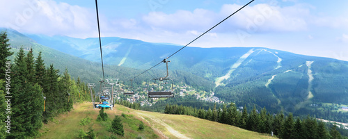 On the cableway from Medvedin to Spindleruv Mlyn in Krkonose (Giant Mountains), Czech Republic, Bohemian Region. photo