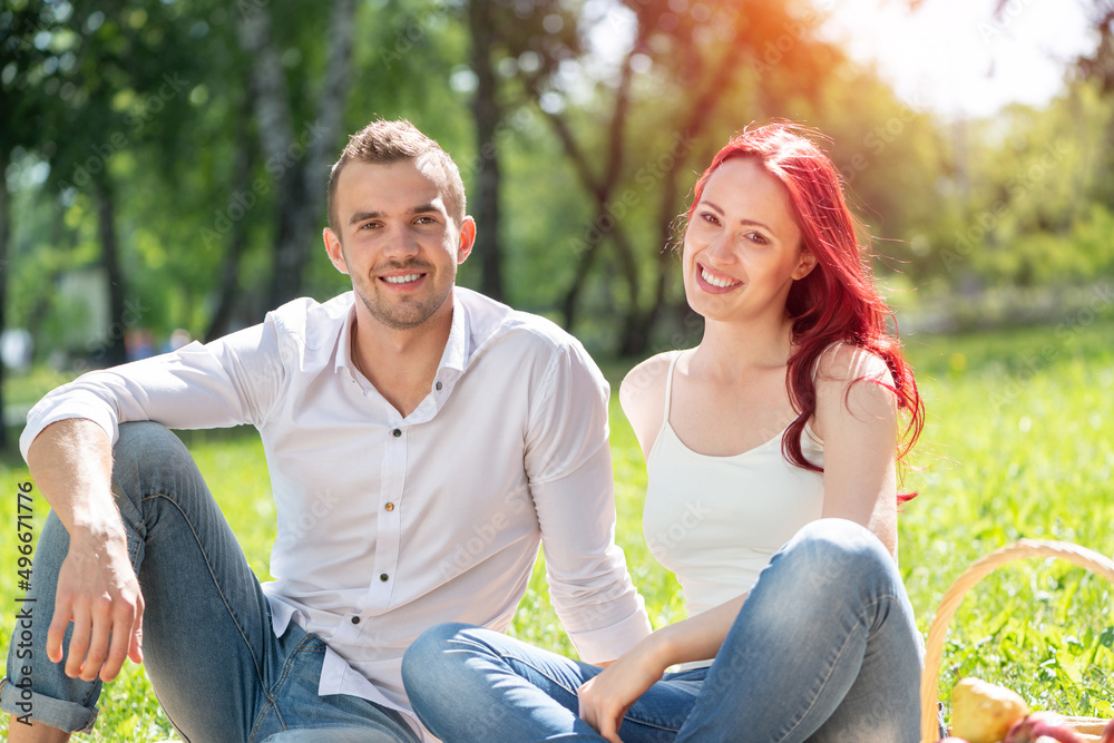 A couple on a date in the park. A couple on a date in the park.