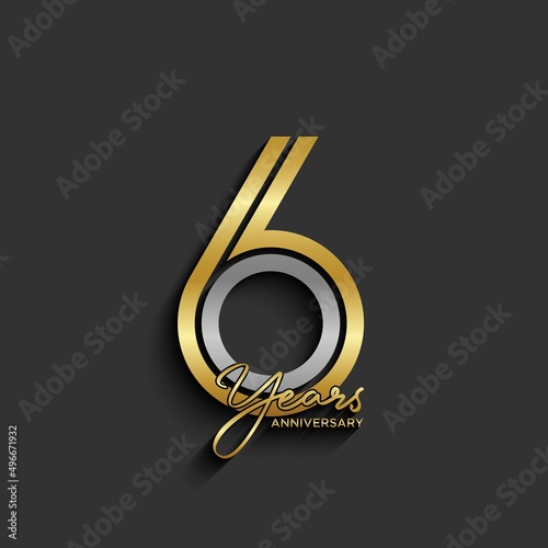 6th anniversary logotype. Anniversary celebration template design for booklet, leaflet, magazine, brochure poster, banner, web, invitation or greeting card. Vector illustrations.