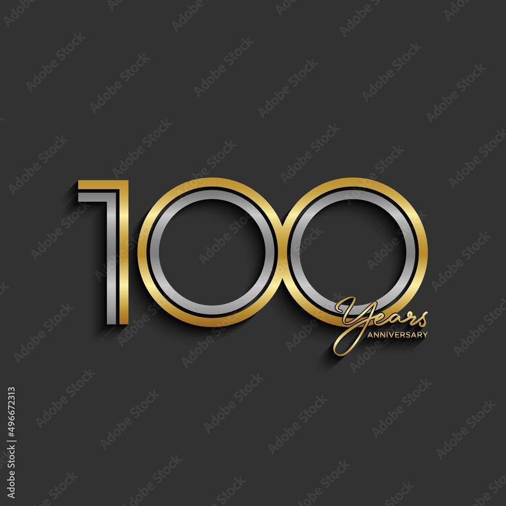100th anniversary logotype. Anniversary celebration template design for booklet, leaflet, magazine, brochure poster, banner, web, invitation or greeting card. Vector illustrations.