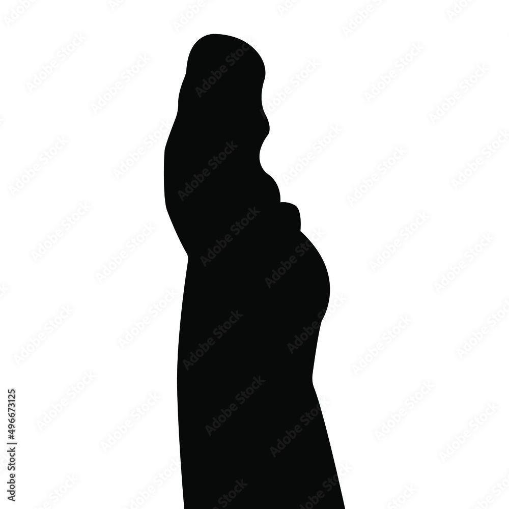 Silhouette of a pregnant woman. Expectant mother hugs her belly. Vector illustration isolated on white background