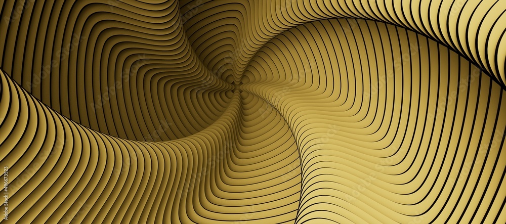 Abstract background of gold wavy silk or satin. 3d Abstract background of gold wavy silk or satin. 3d
