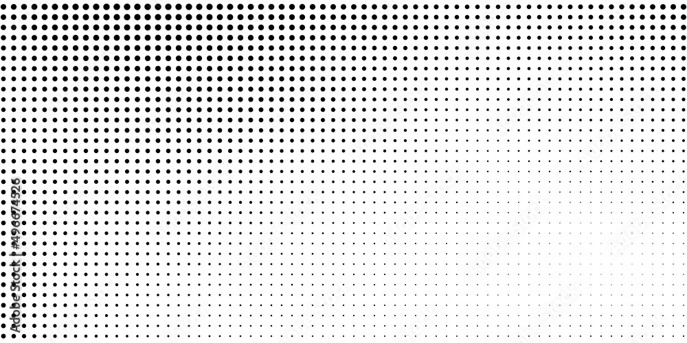 Halftone dotted background. Black dots in modern style on a white background.