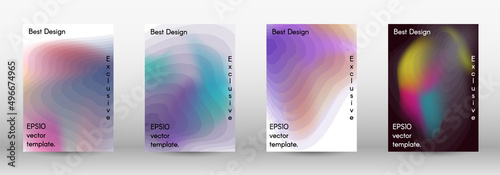 Set for liquid. Holographic abstract backgrounds. Bright mesh blurred pattern in pink, blue, green tones. Fashionable advertising vector in retro for book, annual, mobile interface, web application.