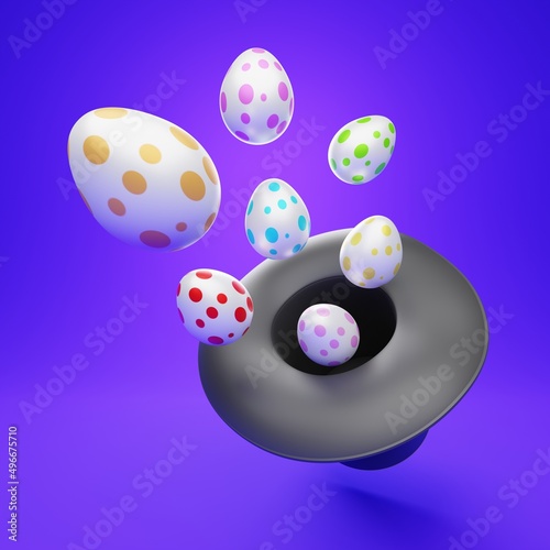 Easter on percentages pastel abstract background. 3d render illustration