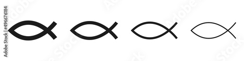Christian fish set. Ichthys. Religious symbol. Faith in Jesus Christ. Vector illustration photo