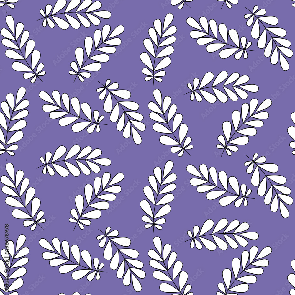 Vector seamless half-drop pattern, with leaves Vector seamless half-drop pattern, with leaves