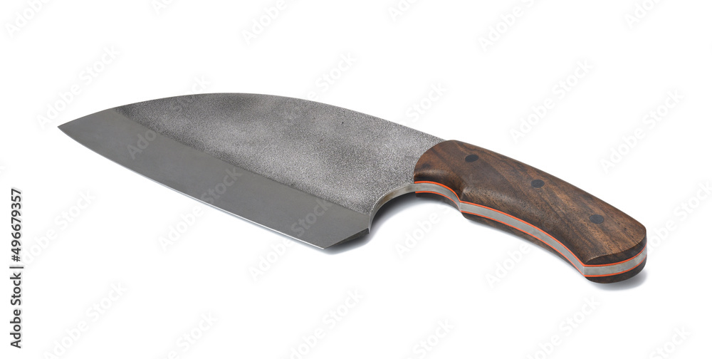 large meat and fish knife with wooden handle isolated on white background large meat and fish knife with wooden handle isolated on white background