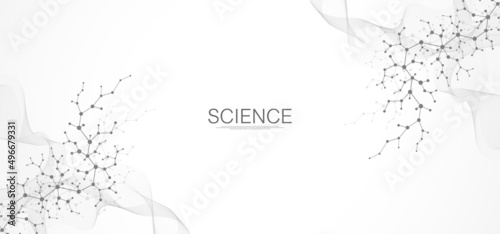 Molecular structures or chemical engineering. Abstract molecules background and medical concept. Vector illustration