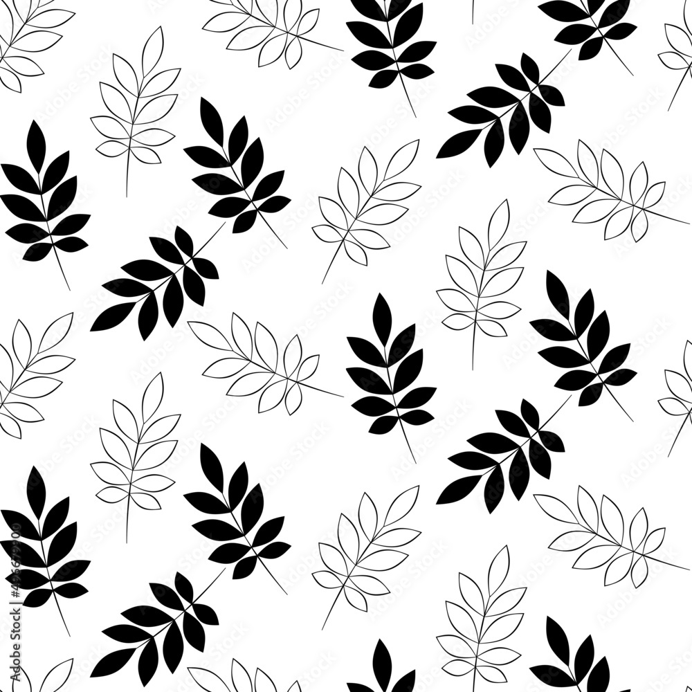 Vector seamless half-drop pattern, with leaves Vector seamless half-drop pattern, with leaves