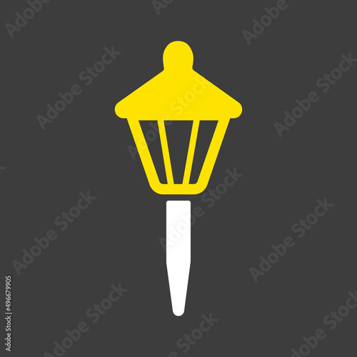 Small garden light icon. Solar powered lamp sign