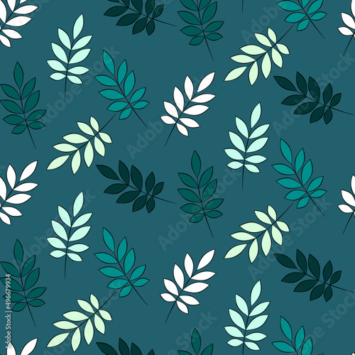 Vector seamless half-drop pattern, with leaves  © eLifeS