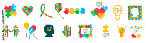 World autism awareness day concept with puzzle