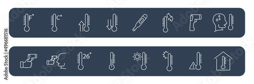 Temperature icons set . Temperature pack symbol vector elements for infographic web