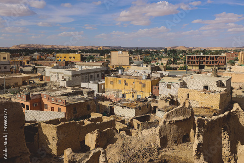 Amazing View to the Sandstone Walls and Ancient Fortress of an Old Shali Mountain village in Siwa Oasis, Egypt