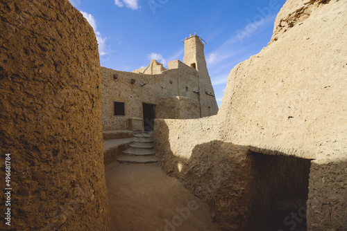 Amazing View to the Sandstone Walls and Ancient Fortress of an Old Shali Mountain village in Siwa Oasis, Egypt