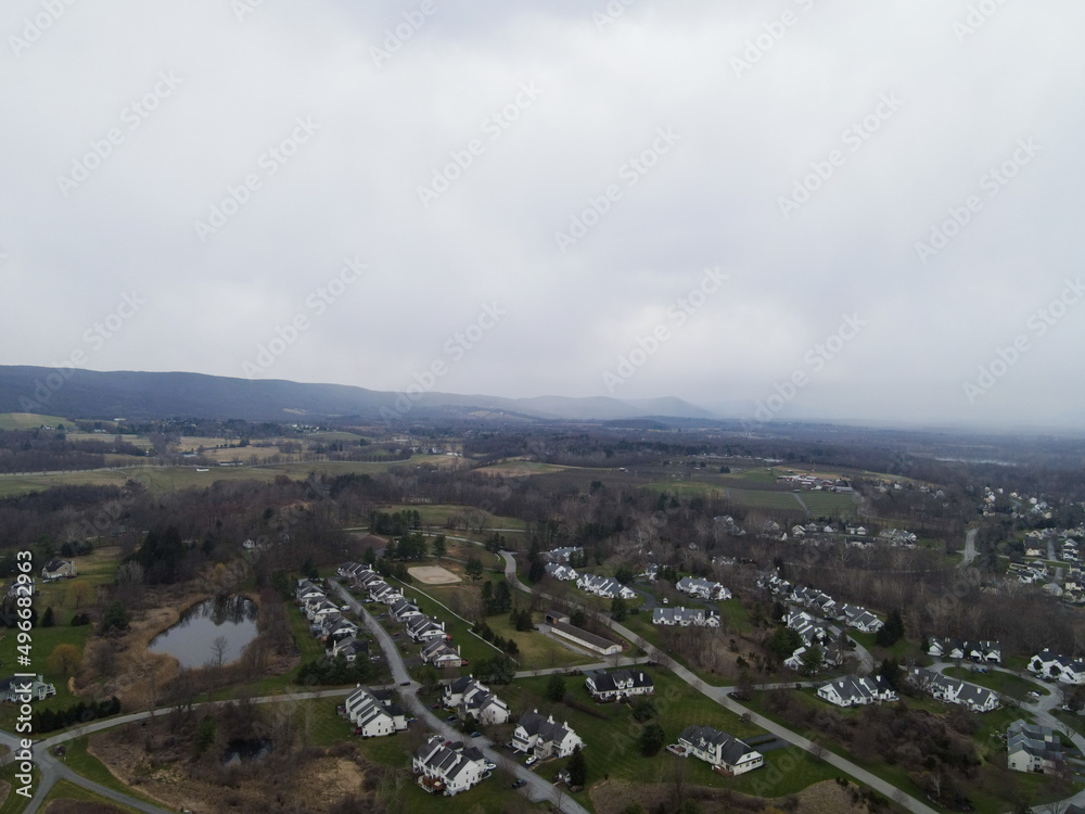 Cloudy overcast over unknown town 