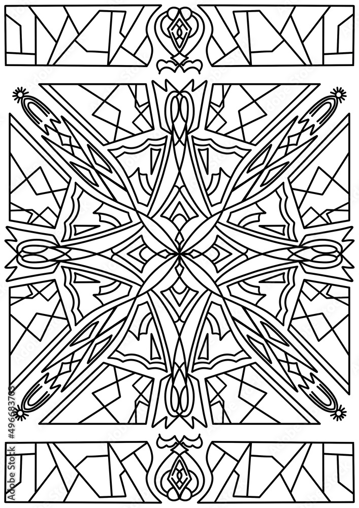 Coloring pages for kids and adults abstract black and white line art