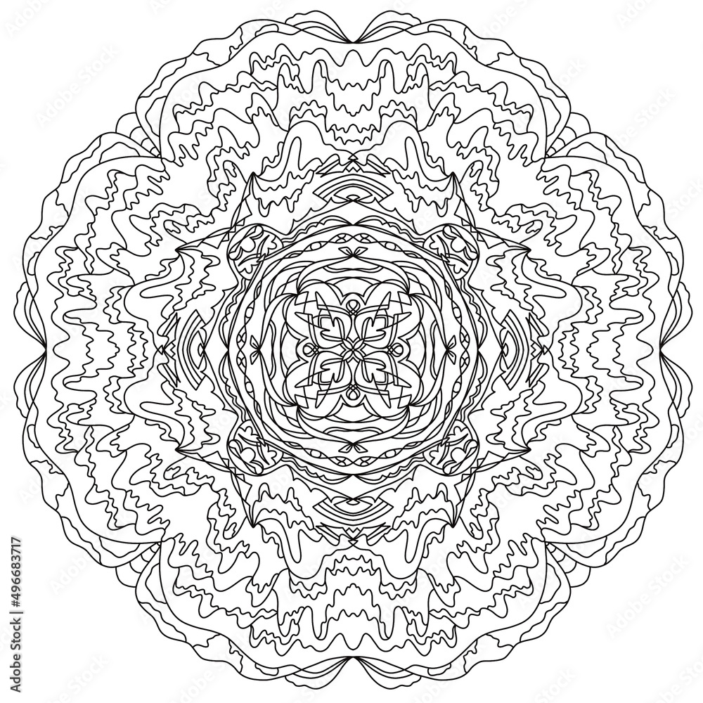 Coloring pages for kids and adults abstract black and white line art