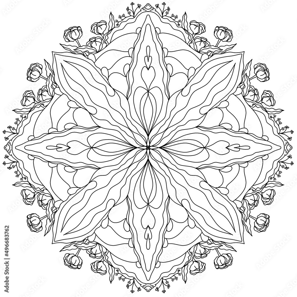 Coloring pages for kids and adults abstract black and white line art ...