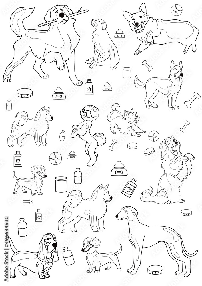 Fototapeta premium Animal clorng pages for kids line art printable design 
