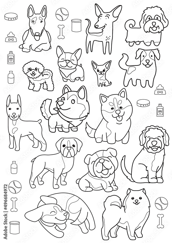 Animal clorng pages for kids line art printable design 