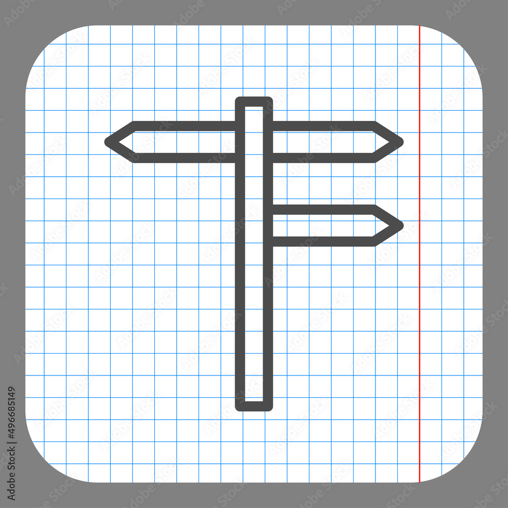 Direction road simple icon. Flat desing. On graph paper. Grey background.ai Direction road simple icon. Flat desing. On graph paper. Grey background.ai