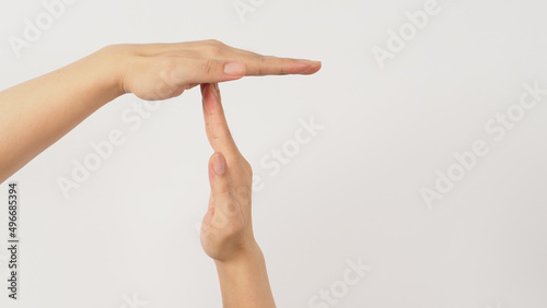 Time out hands gesture on white background.