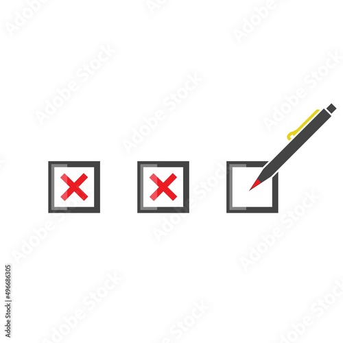 Checklist and pen vector icon on white isolated background. Layers grouped for easy editing illustration. For your design.