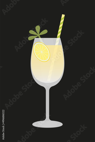 summer cocktail, soft and alcohol drink, vector illustration