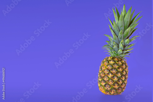 pineapple lies on a bright background. Fresh juicy tropical yellow fruit