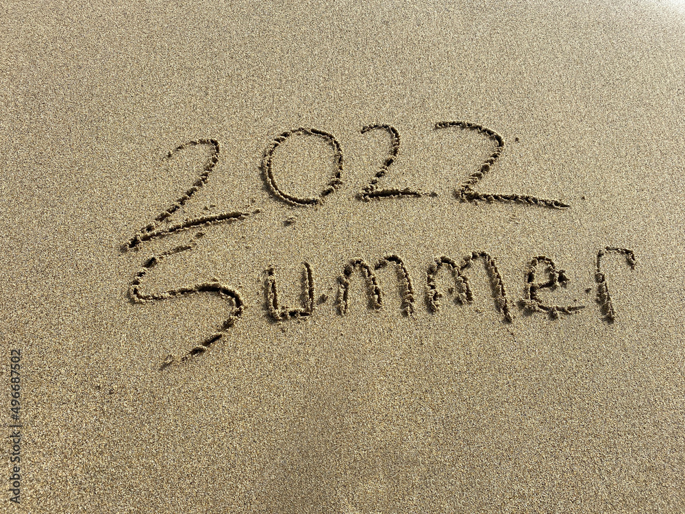 Fototapeta premium 2022 summer is coming , summer writing on the beach
