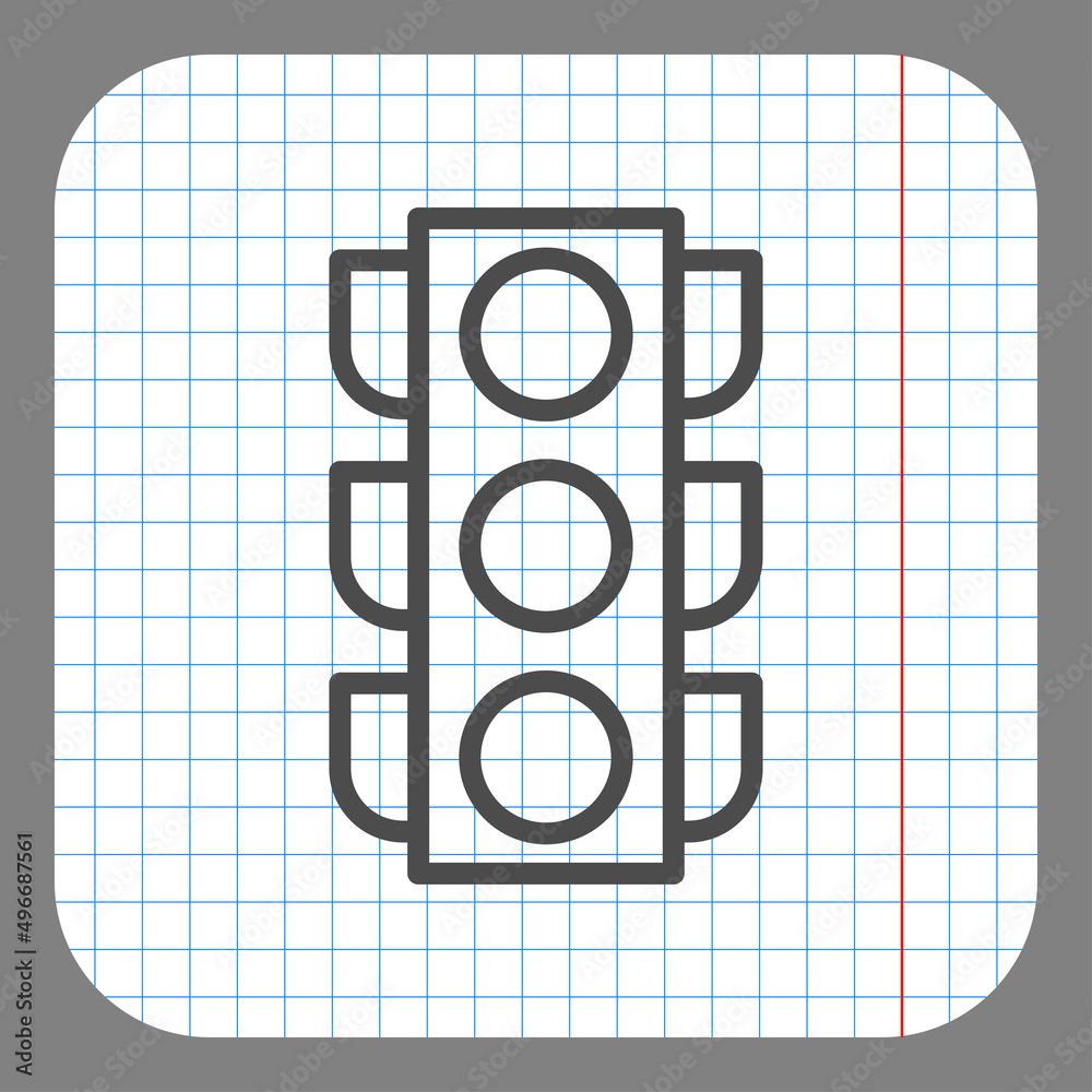 Traffic light simple icon vector. Flat desing. On graph paper. Grey background.ai Traffic light simple icon vector. Flat desing. On graph paper. Grey background.ai