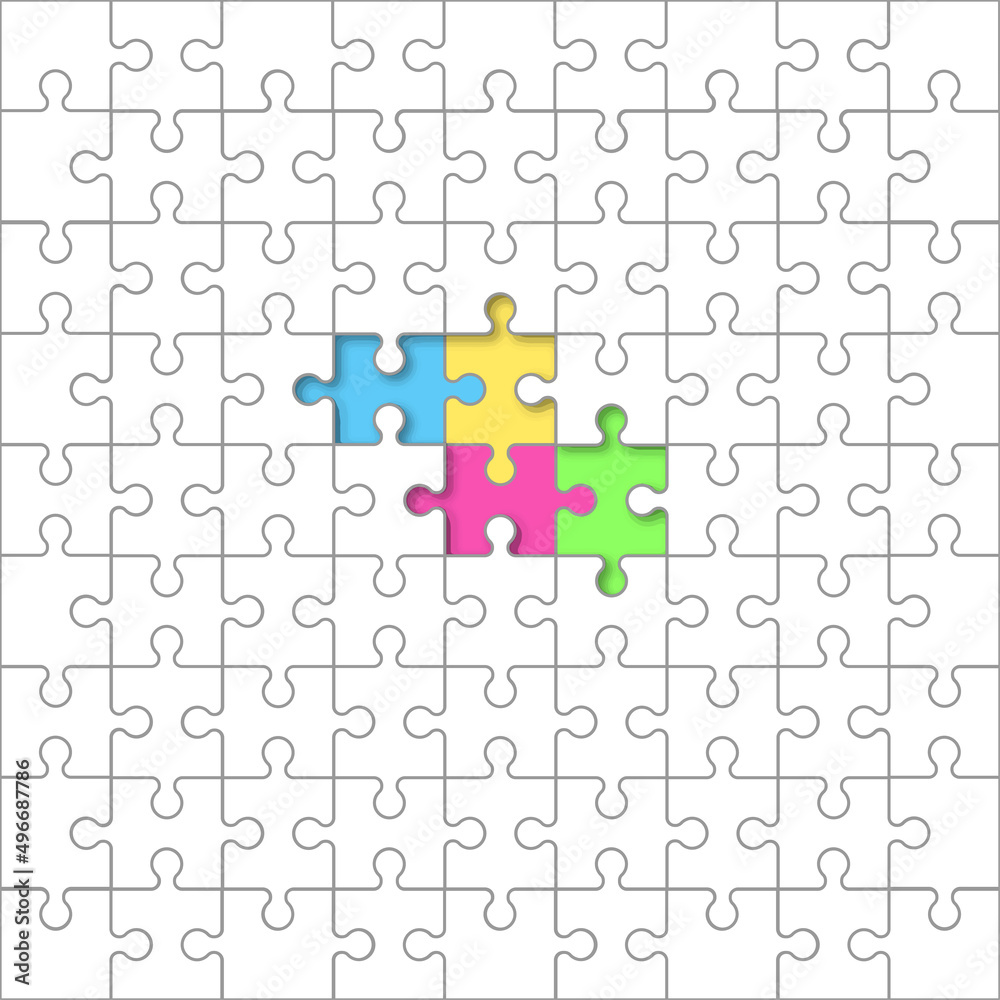 Jigsaw puzzle grid template. Vector
