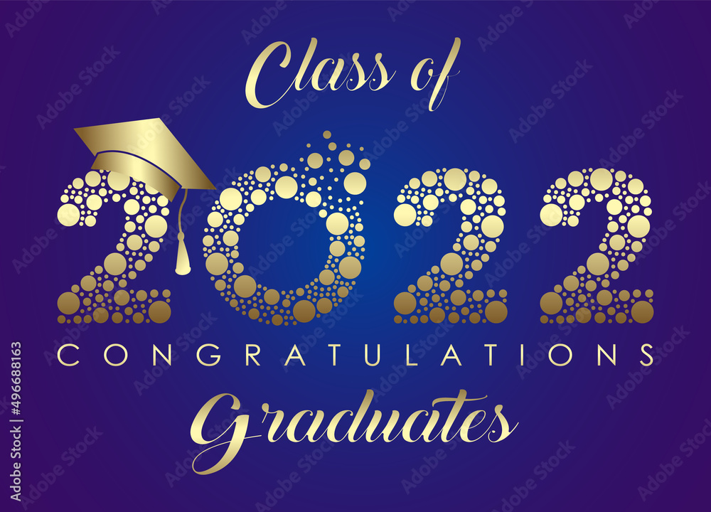 Class Of 2022 Graduation Banner With Cap Awards Concept Vector Illustration For Design And 7769