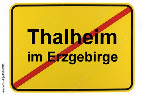 Illustration eines Ortsschildes der Stadt Thalheim im Erzgebirge photo