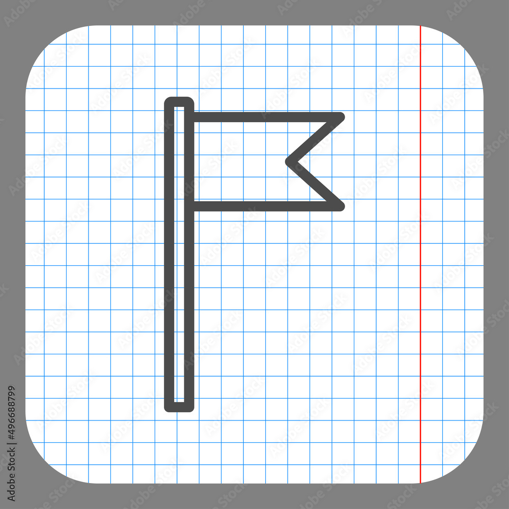Flag, banner simple icon vector. Flat desing. On graph paper. Grey background.ai