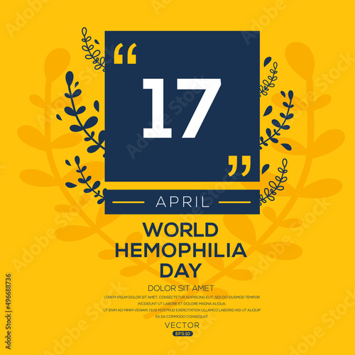 Creative design for (World Hemophilia Day), 17 April, Vector illustration.