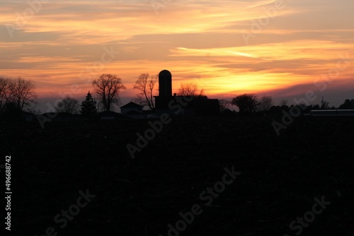 Sunset over Farm